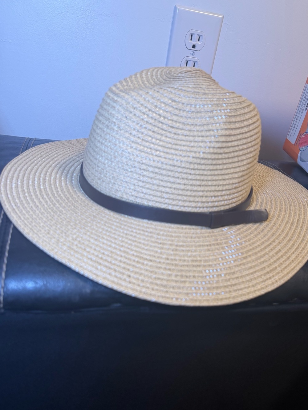 Straw Sun Hat with Brown Band - Women Accessories